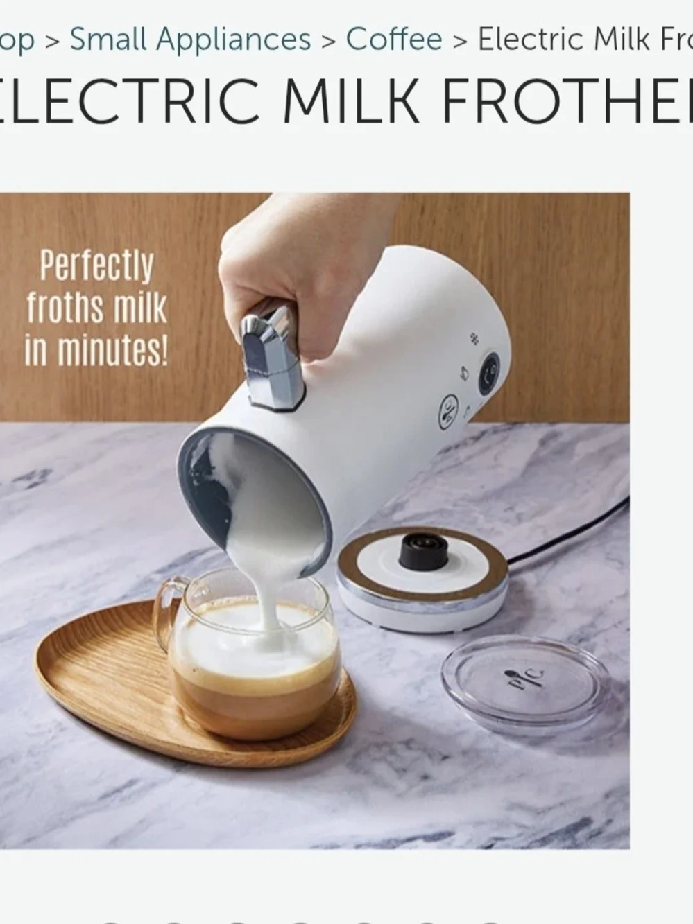 The Pampered Chef White Electric Milk Frother with Silver Handle